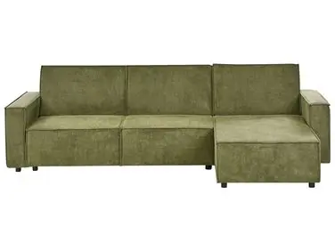 Sofá cama esquinero 3 plazas ROMEDAL II Tela Verde oscuro Izquierda - Sala de estar