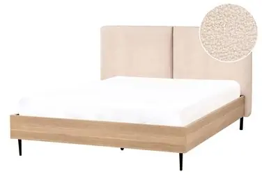 Cama Bouclé LIMANTON 140 x 200 cm Beige - Dormitorio