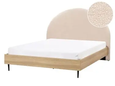 Bed Boucle MILLAY 140 x 200 cm (EU Double) Beige - Bedroom