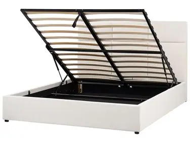 Cama con almacenaje LAGORD Tela Blanco crema 160 x 200 cm - Dormitorio