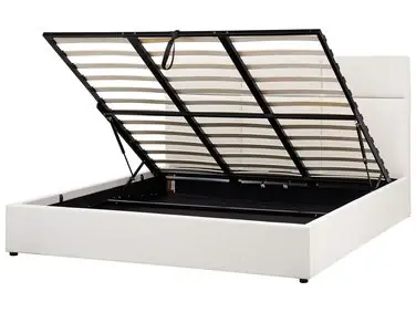Cama con almacenaje LAGORD Tela Blanco crema 180 x 200 cm - Dormitorio