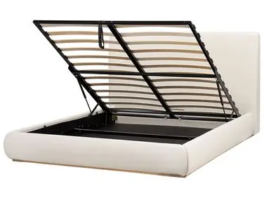 Cama con almacenaje CAMPAGNE Tela Beige claro 160 x 200 cm - Dormitorio