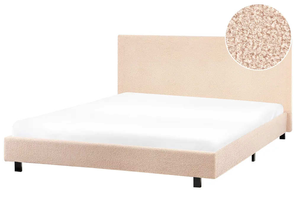 Waterbed Boucle ALBI 160 x 200 cm (EU King Size) Beige - Bedroom