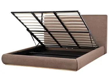 Cama con almacenaje CAMPAGNE Tela Marrón oscuro 180 x 200 cm - Dormitorio