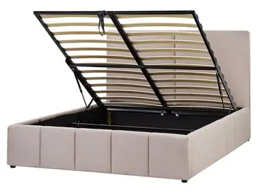 Cama con almacenaje CASTELNAVET Tela Gris pardo 160 x 200 cm - Dormitorio