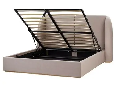 Cama con almacenaje MONESTIER Tela Gris pardo 160 x 200 cm - Dormitorio