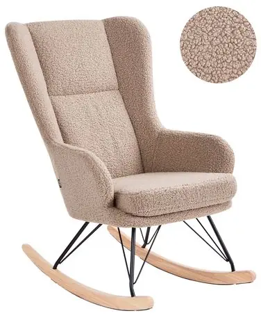 Mecedora LUOMA Bouclé Beige - Sala de estar
