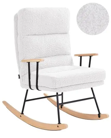 Mecedora ESKELIN Bouclé Blanco crema - Sala de estar
