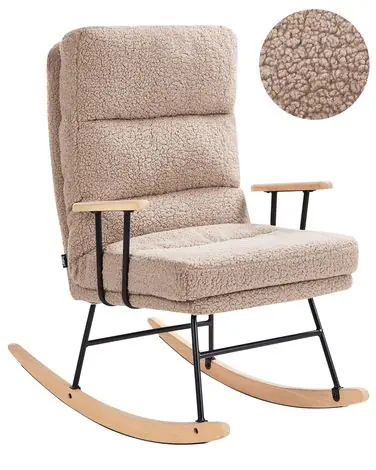 Mecedora ESKELIN Bouclé Beige - Sala de estar