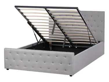 Cama con almacenaje AMIENS Tela Gris claro 140 x 200 cm - Dormitorio