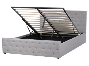 Cama con almacenaje AMIENS Tela Gris claro 160 x 200 cm - Dormitorio