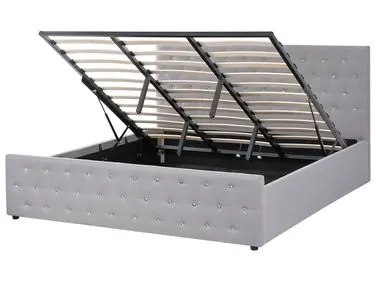Cama con almacenaje AMIENS Tela Gris claro 180 x 200 cm - Dormitorio