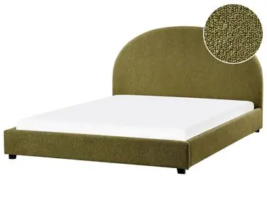 Cama Bouclé VAUCLUSE 160 x 200 cm Verde oliva - Dormitorio