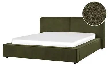 Waterbed Boucle LINARDS 160 x 200 cm (EU King Size) Dark Green - Bedroom