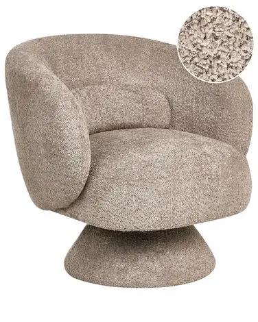 Swivel Armchair LIEKSA Boucle Beige - Living Room