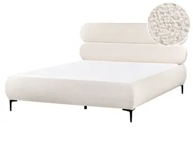 Bed Boucle LESSAY 160 x 200 cm (EU King Size) Off-White