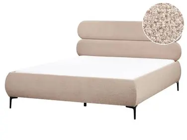 Bed Boucle LESSAY 160 x 200 cm (EU King Size) Taupe - Bedroom