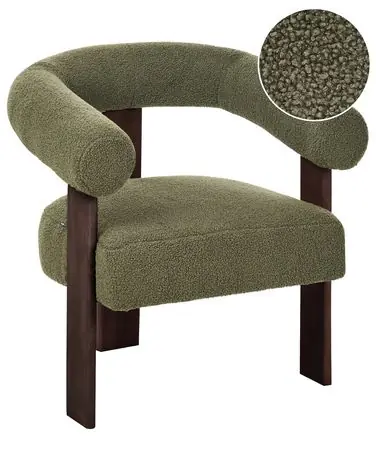 Armchair ILBRO Boucle Green/ Dark Brown - Living Room