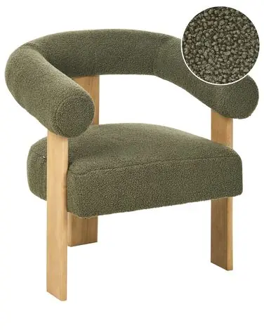 Armchair ILBRO Boucle Green/ Light Brown - Living Room