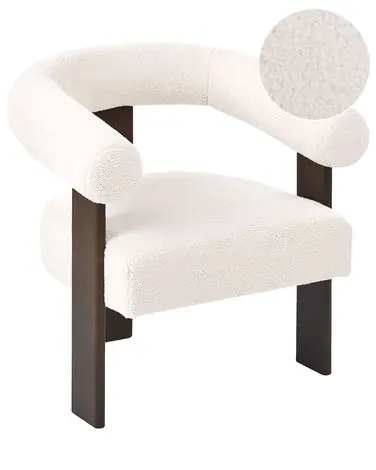 Armchair ILBRO Boucle Off-White/ Dark Brown