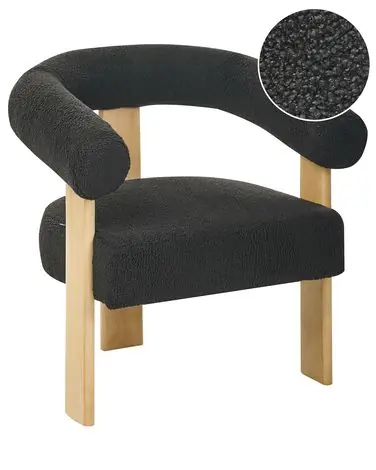 Armchair ILBRO Boucle Black/ Light Brown - Living Room