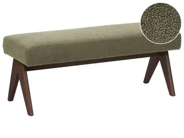 Upholstered Bench TAMRE Boucle Green/ Dark Brown - Living Room