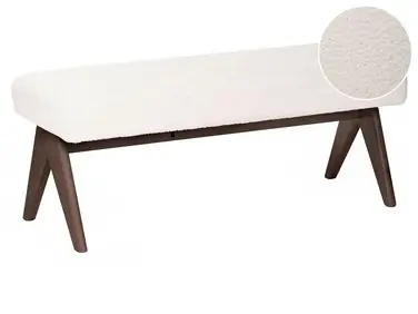 Upholstered Bench TAMRE Boucle Off-White/ Dark Brown