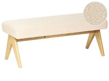 Upholstered Bench TAMRE Boucle Off-White/ Light Brown