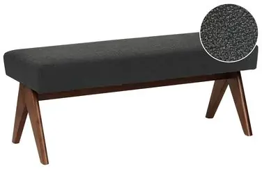 Upholstered Bench TAMRE Boucle Black/ Dark Brown - Living Room