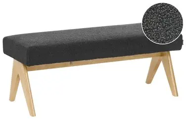 Upholstered Bench TAMRE Boucle Black/ Light Brown - Living Room