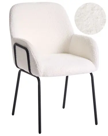 Silla de comedor ALGONA Bouclé Blanco crema