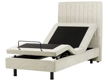 Adjustable Bed Fabric CASTELLAN 90 x 200 cm (EU Single) Beige - Bedroom