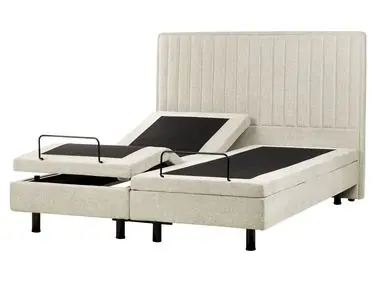 Adjustable Bed Fabric CASTELLAN 160 x 200 cm (EU King Size) Beige - Bedroom