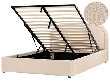 Ottoman Bed QUILLIEN Boucle Beige 140 x 200 cm (EU Double) - Bedroom