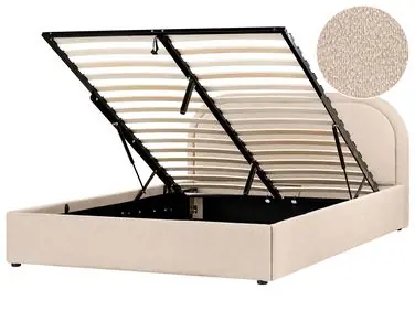 Ottoman Bed QUILLIEN Boucle Beige 160 x 200 cm (EU King Size) - Bedroom