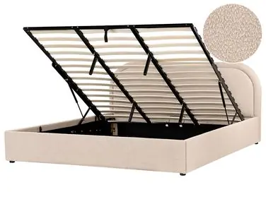 Ottoman Bed QUILLIEN Boucle Beige 180 x 200 cm (EU Super King) - Bedroom