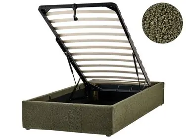 Ottoman Bed without Headboard DINAN Boucle Dark Green 90 x 200 cm (EU Single) - Bedroom