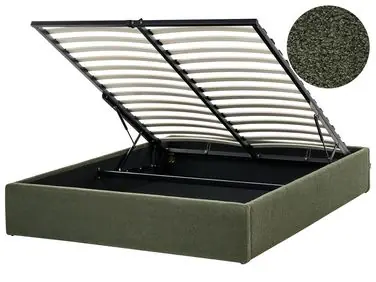 Ottoman Bed without Headboard DINAN Boucle Dark Green 140 x 200 cm (EU Double) - Bedroom