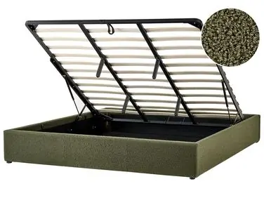 Ottoman Bed without Headboard DINAN Boucle Dark Green 180 x 200 cm (EU Super King) - Bedroom