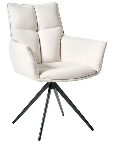 Silla de comedor giratoria CORBIE Tela Blanco crema