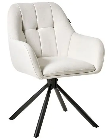 Silla de comedor giratoria UBLY Tela Blanco crema