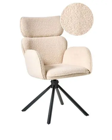 Dining Chair Swivel ALENE Boucle Light Beige - Dining Room