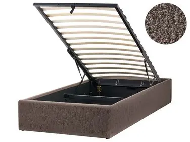 Ottoman Bed without Headboard DINAN Boucle Taupe 90 x 200 cm (EU Single) - Bedroom