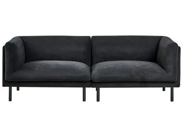 Sofa 3 Seater VORGOD Fabric Black - Living Room