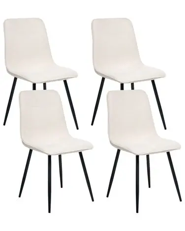 Set of 4 Dining Chairs TUSCOLA Fabric Light Beige - Dining Room
