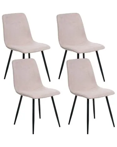Set of 4 Dining Chairs TUSCOLA Fabric Beige - Dining Room
