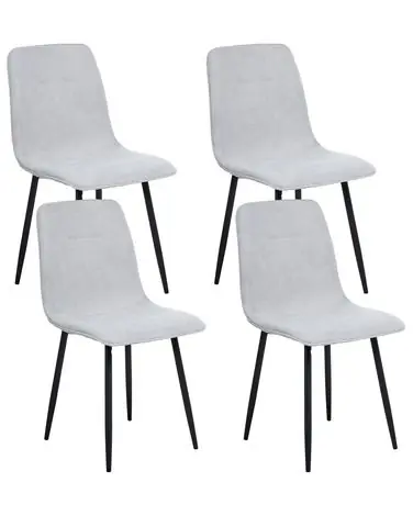 Set of 4 Dining Chairs TUSCOLA Fabric Light Grey - Dining Room