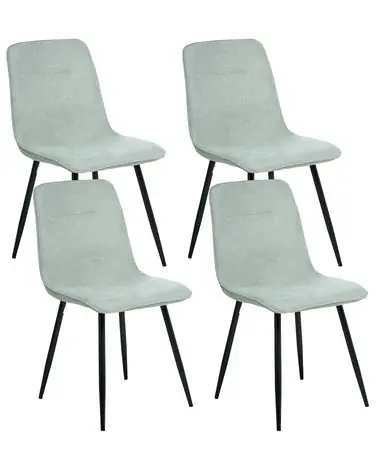 Set of 4 Dining Chairs TUSCOLA Fabric Light Green - Dining Room