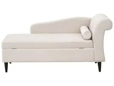 Chaise longue derecho LUIRO Terciopelo Beige con almacenaje - Sala de estar