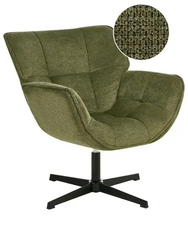 Swivel Armchair AUMA Fabric Green - Living Room